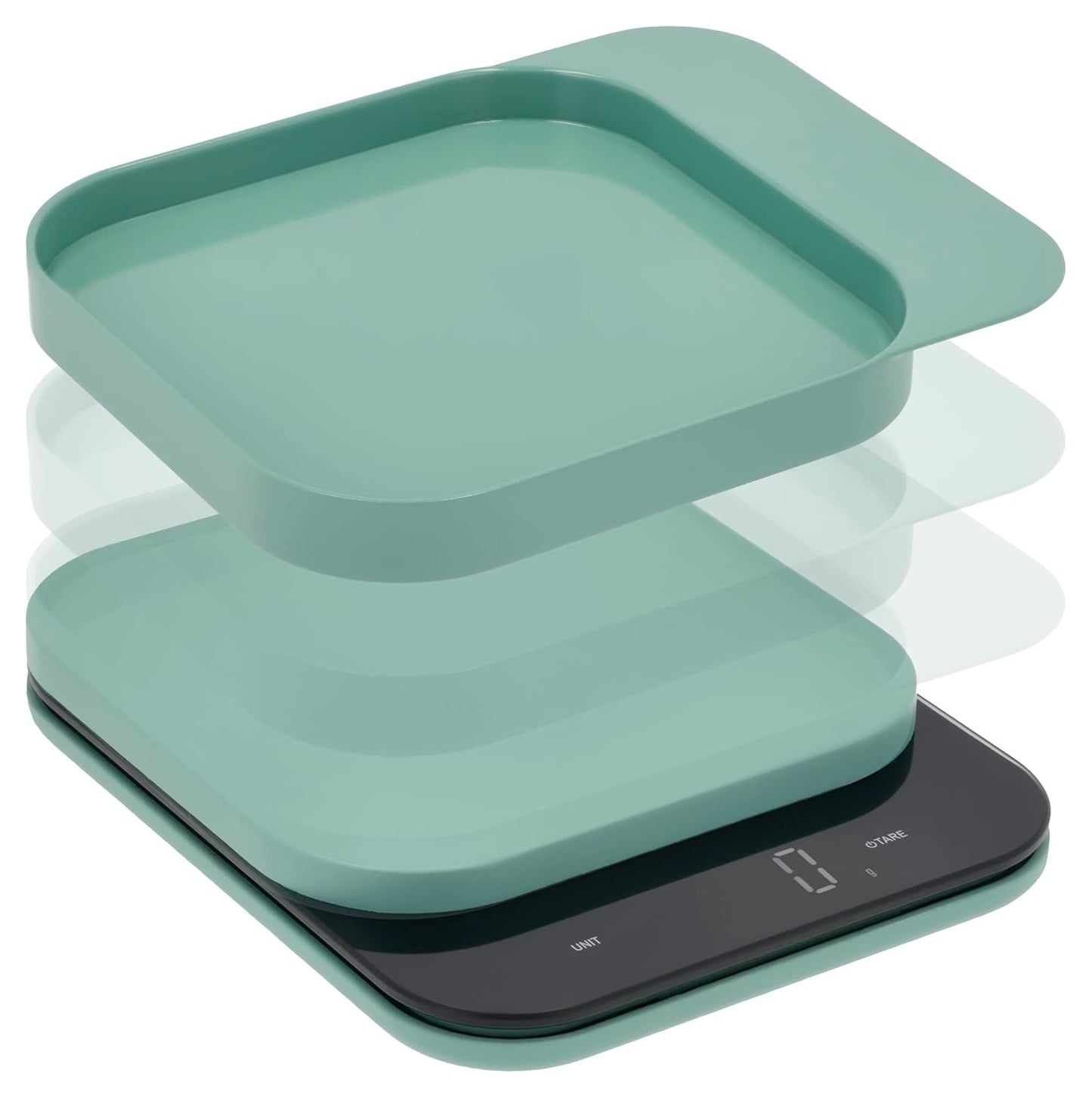 Digitale Küchenwaage mit Tara-Funktion (max. 10 kg), 16,50 x 20,3 x 3,5 cm Nordic Green