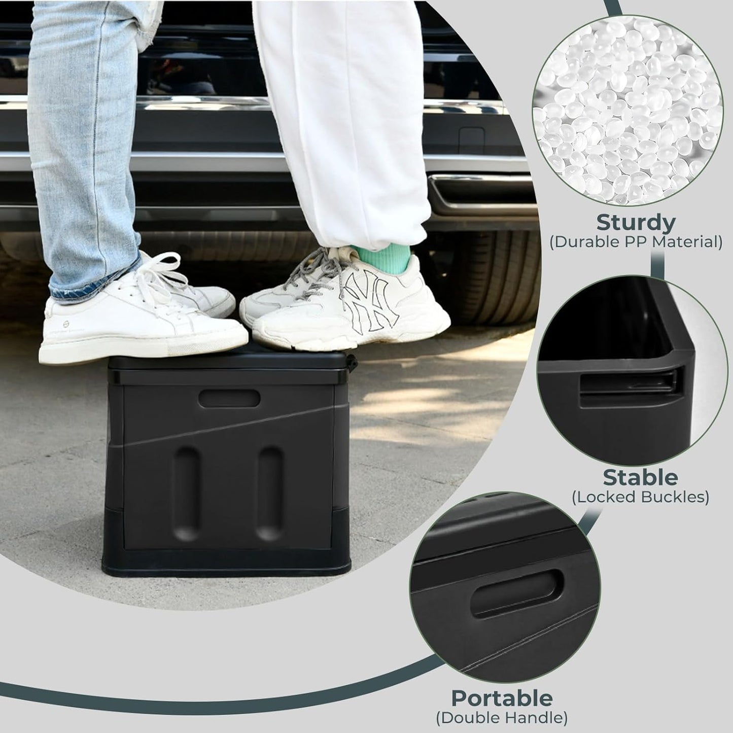 Klapptoiletten-Set mit Müllbeutel, Transporttasche & Toilettensitzpolster, Reines Schwarz