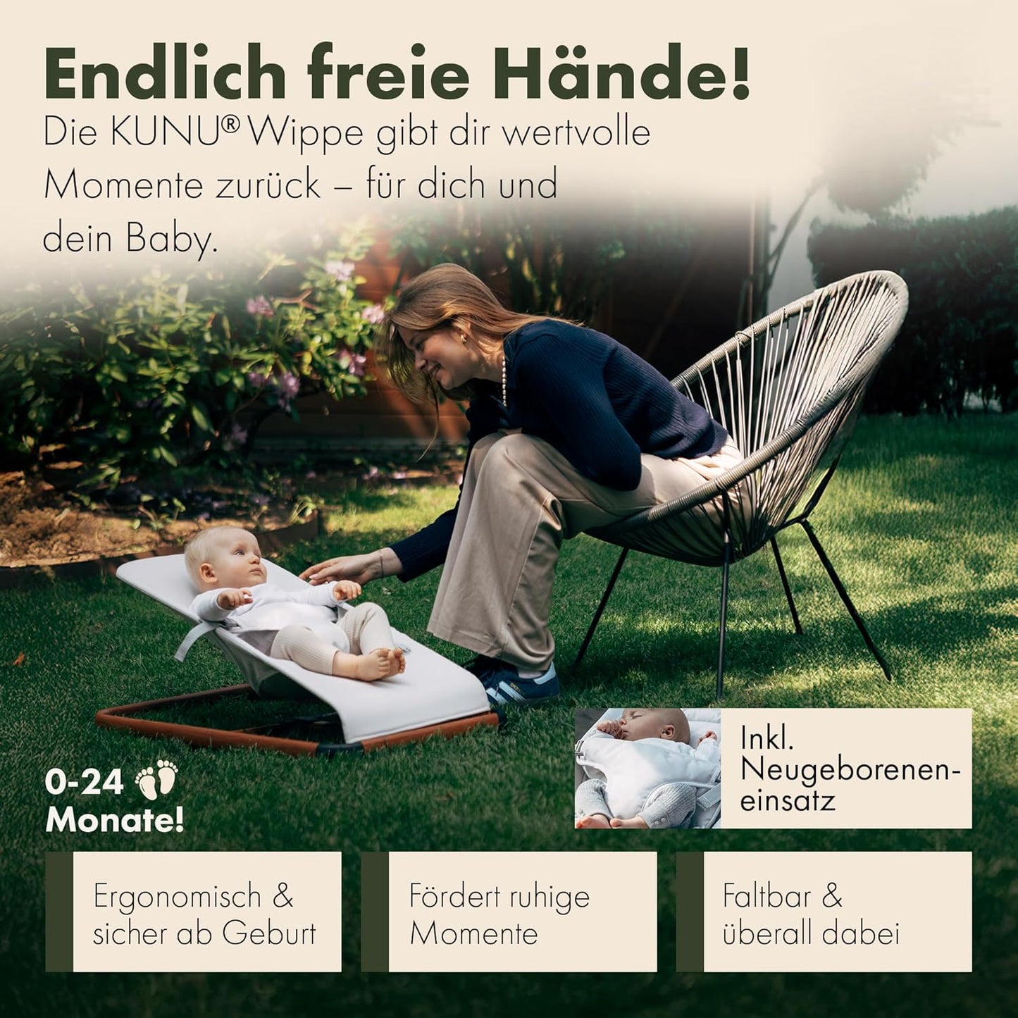Faltbare Babywippe mit Tragetasche