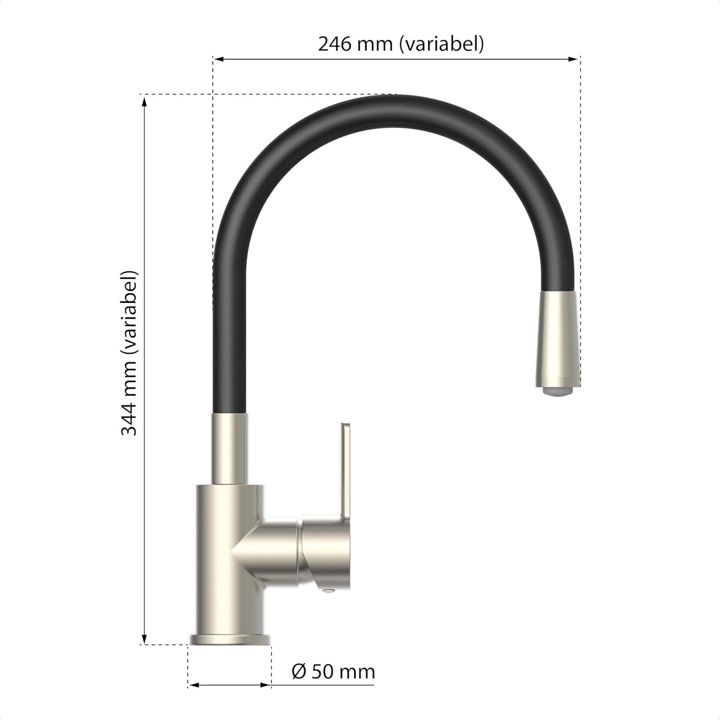 Flexo, Küche Edelstahloptik/Schwarz