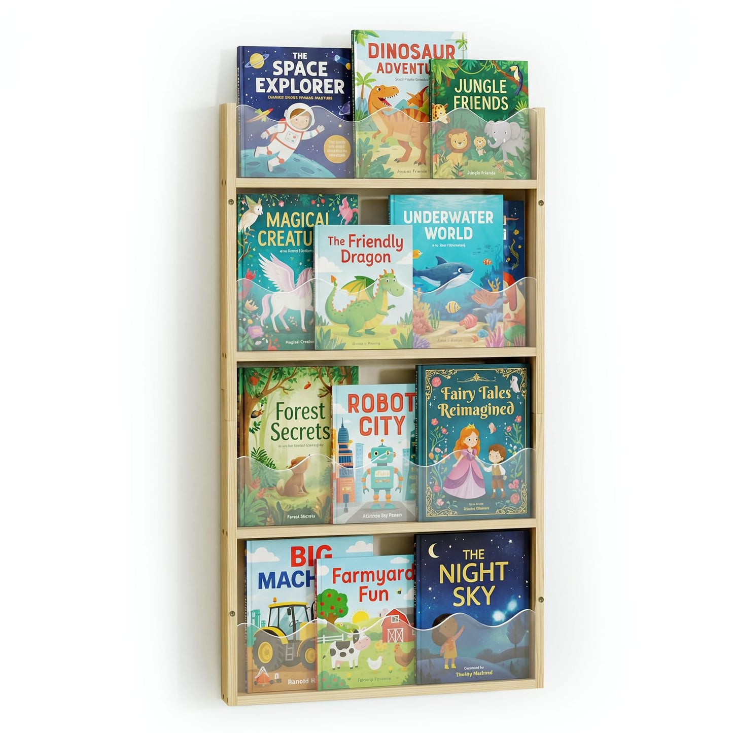 Kinder Bücherregal zur Wandmontage (4 Ebenen)