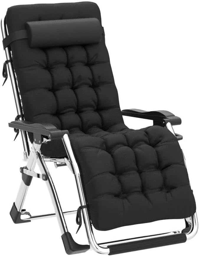 Klappbare Sonnenliege mit Kissen, Black1