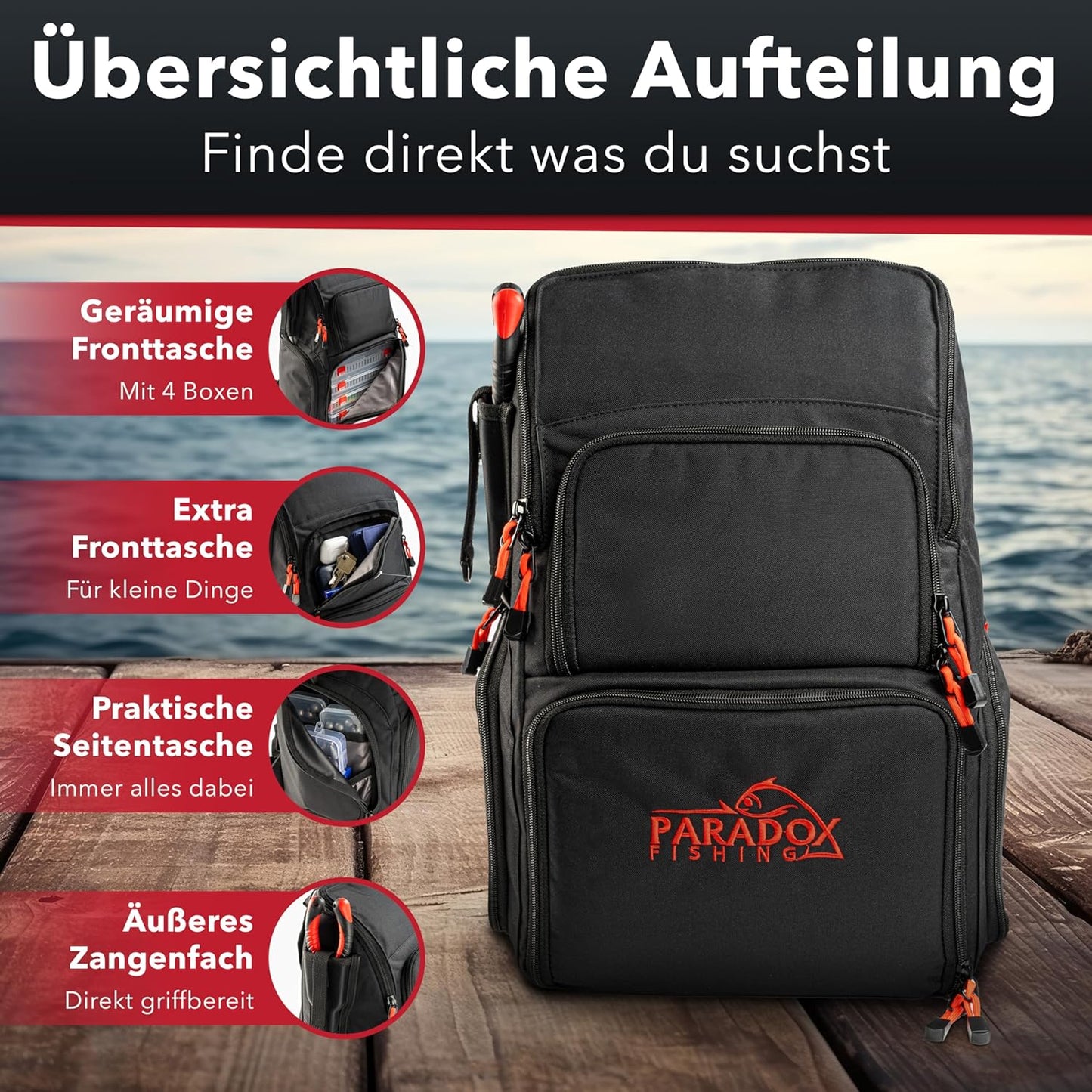 Angelrucksack mit Boxen
