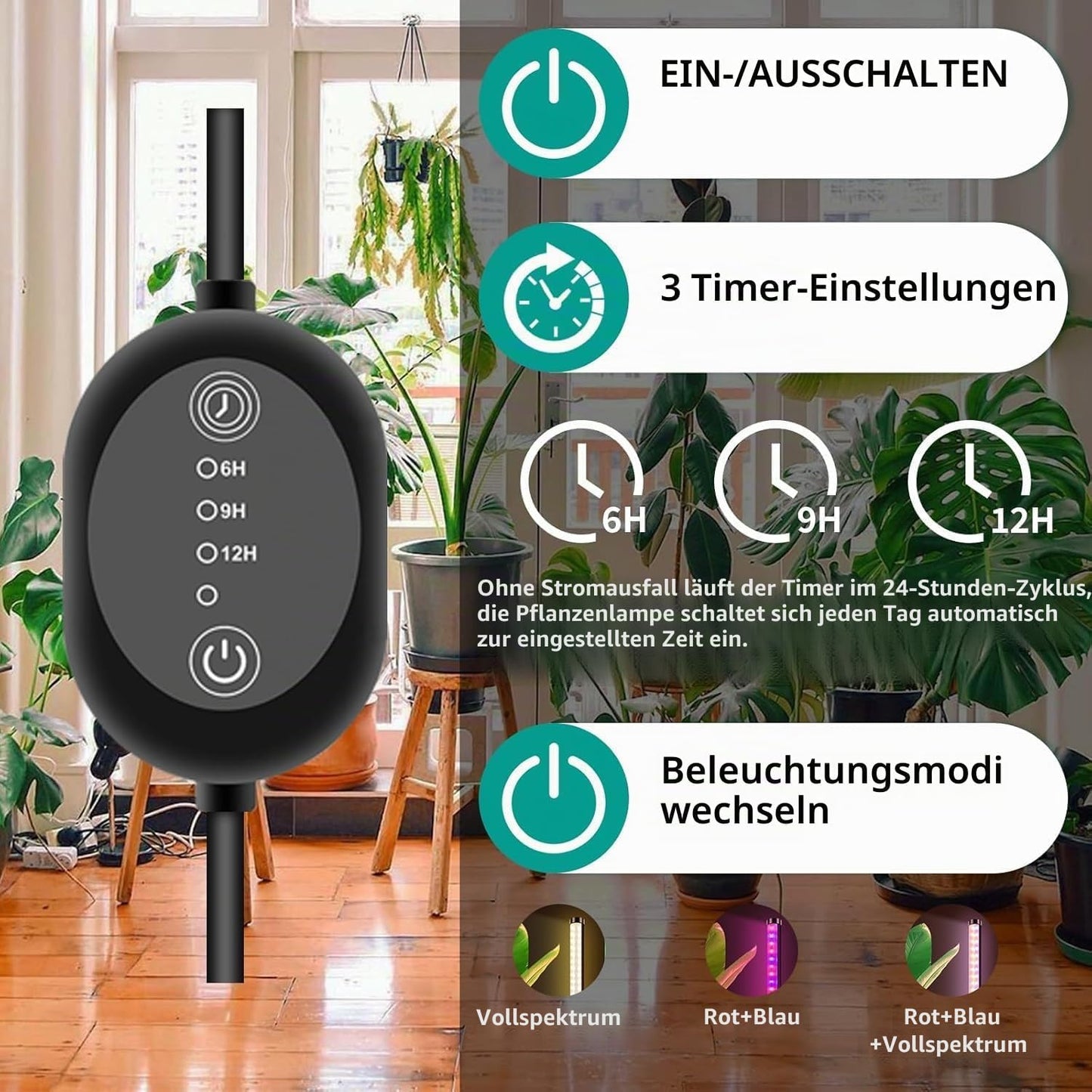 LED-Pflanzenlampe, Schwarz