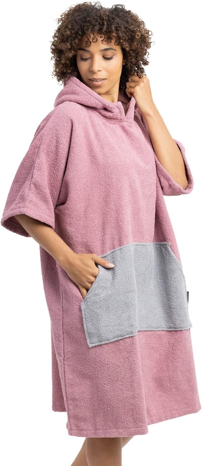 Surf Poncho aus Baumwolle, S-M Altrosa/Grau