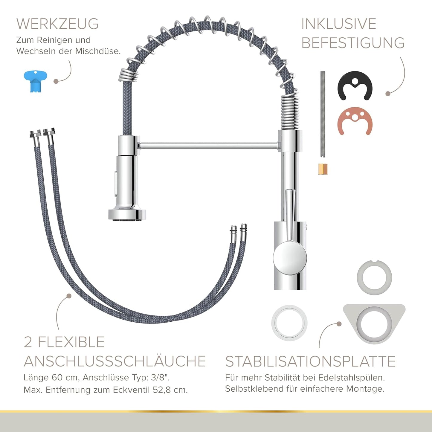 Küchenarmatur NOVA mit verstellbarer Pendelbrause, Chrom