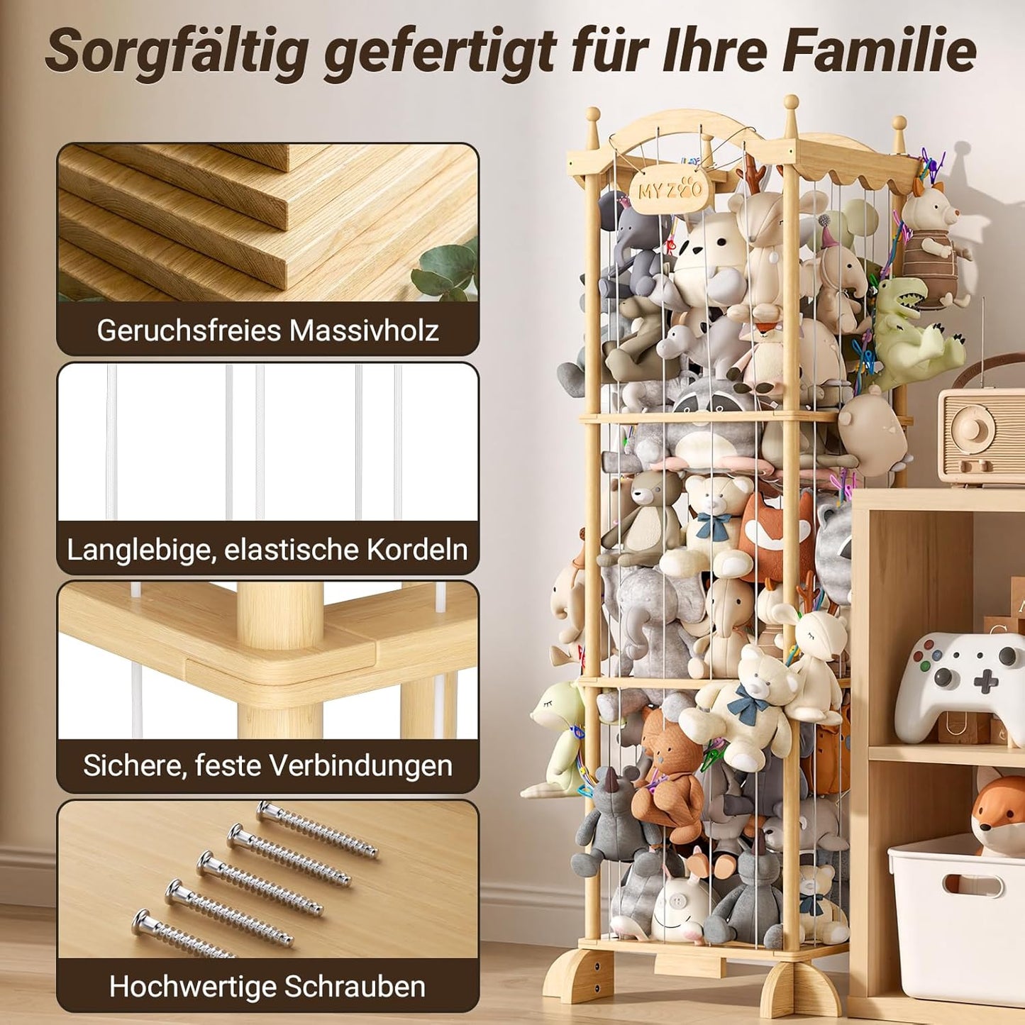 Regal für Stofftiere, Burg mit Aufhängeseil