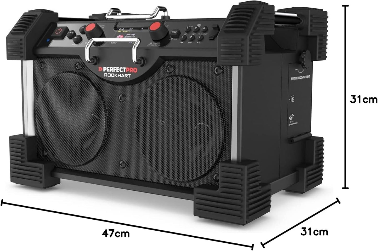 Baustellenradio Rockhart mit DAB+, Bluetooth & Akku