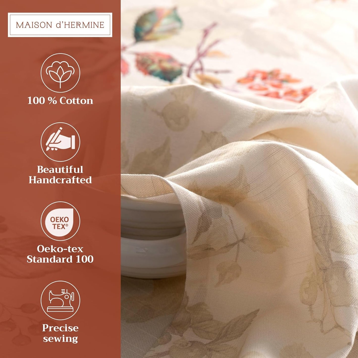 4er-Set Stoffservietten, Tagundnachtgleiche, Beige