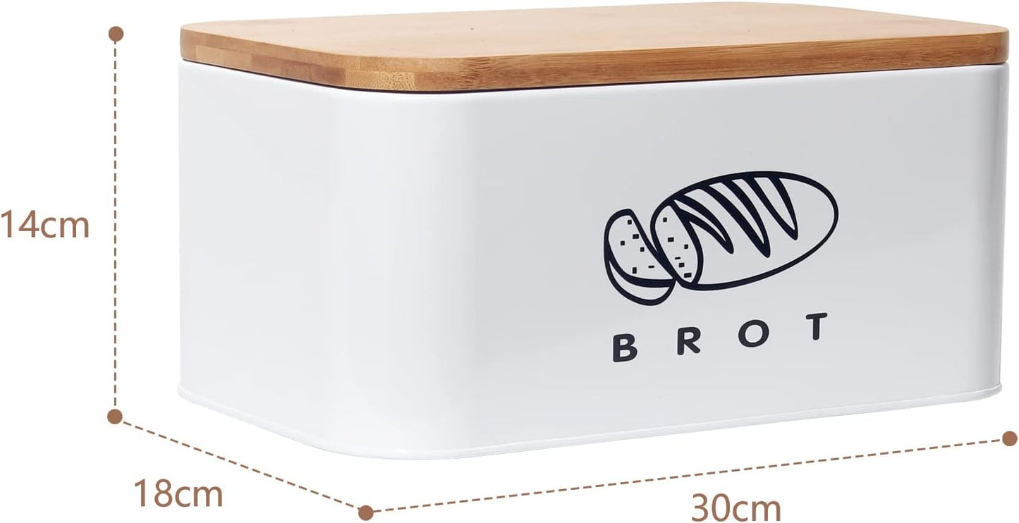Brotkasten mit Deckel, Weiss-30cm