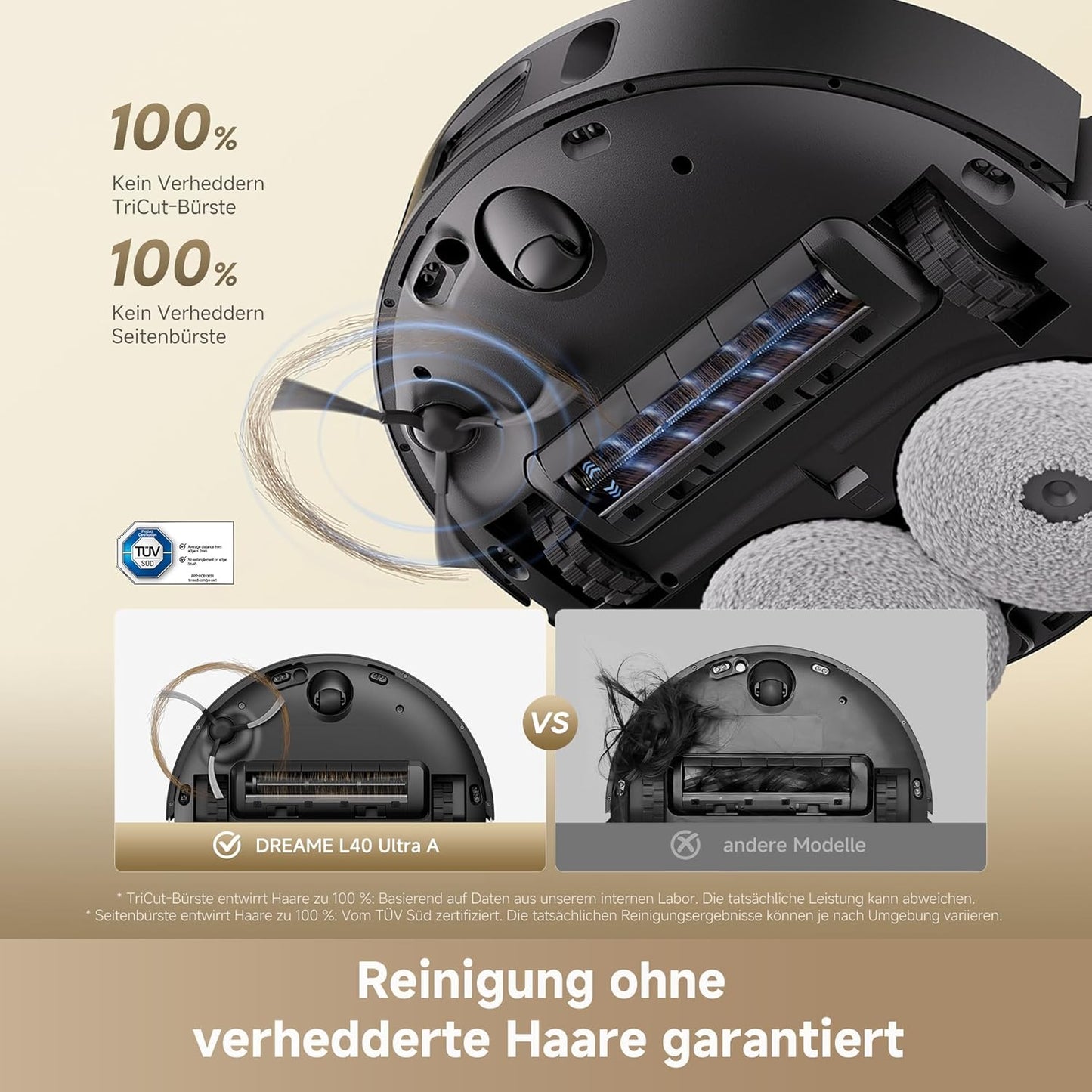 L40 Ultra A Saugroboter mit Doppel-Anti-Verknotungssystem, L40 Ultra A Schwarz
