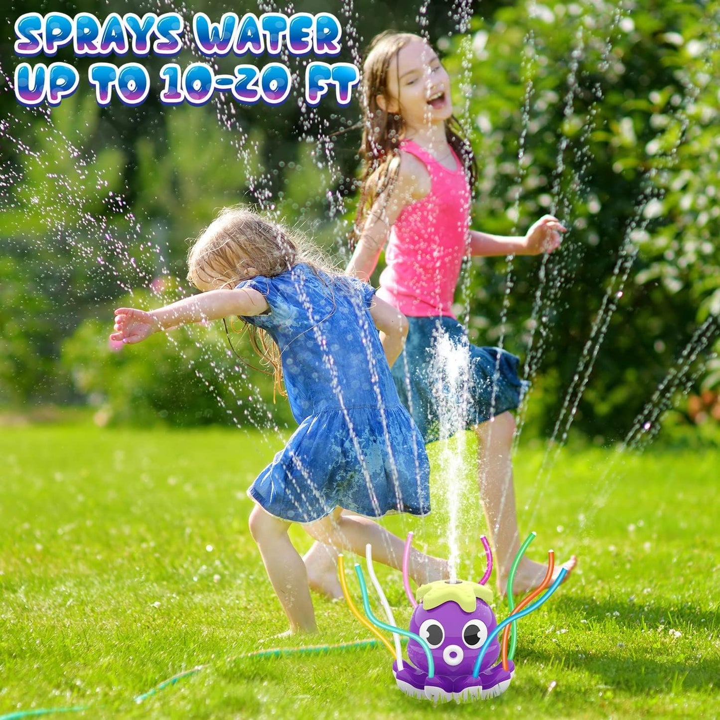 Wasserspielzeug Sprinkler-Oktopus für Kinder ab 3 Jahren, Oktopus-Lila