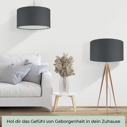 Premium Lampenschirm aus Baumwolle (40cm), Schwarz Ø40cm | Höhe 25cm
