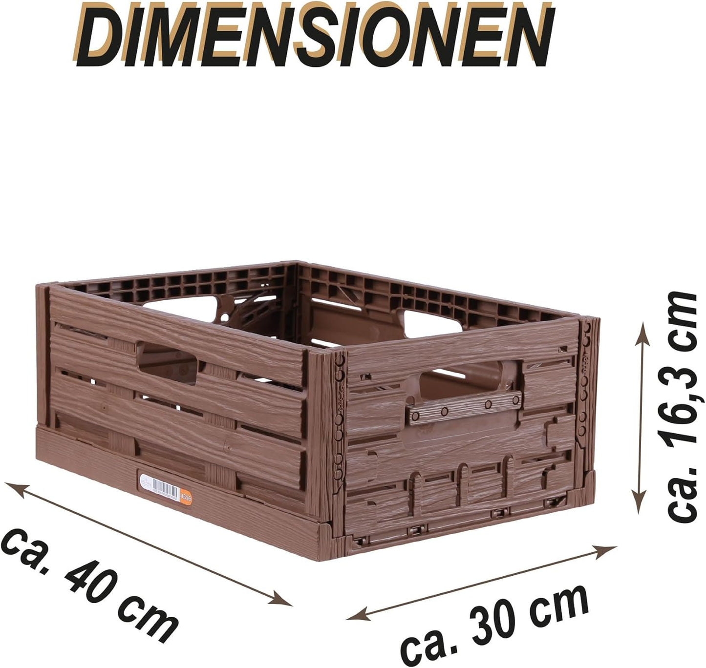 Stabile Klappkiste im Holzdesign, 1 40 x 30 x 16,3cm