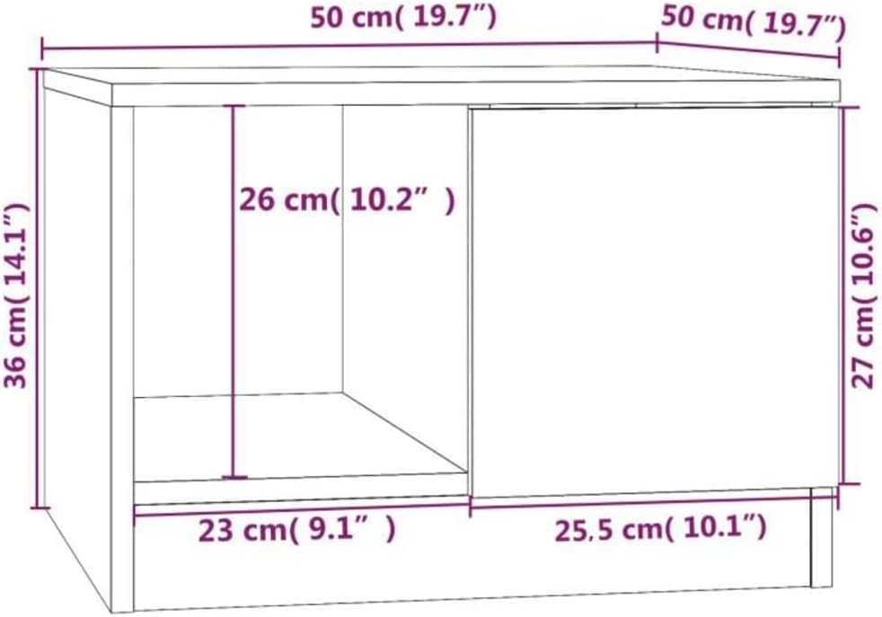 Quadratischer Couchtisch, Braune Eiche