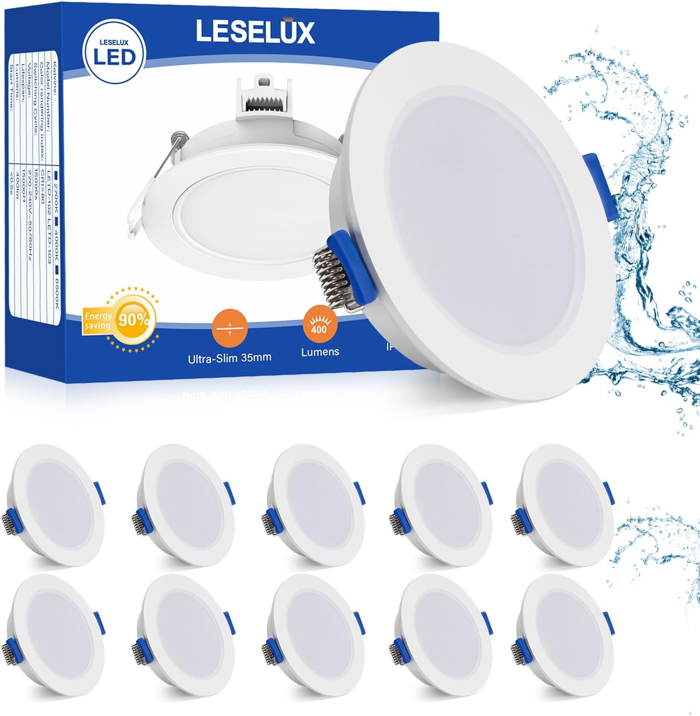 10-teiliges LED-Einbaustrahler-Set, 2700k Warmweiss Nicht Dimmbar / Weiss