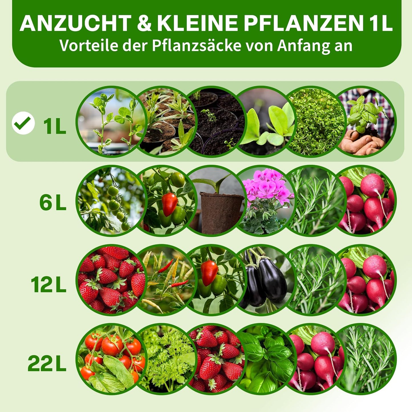 20er-Pack Pflanzsack-Set zur An- & Aufzucht, 1 Liter An- & Aufzucht 20