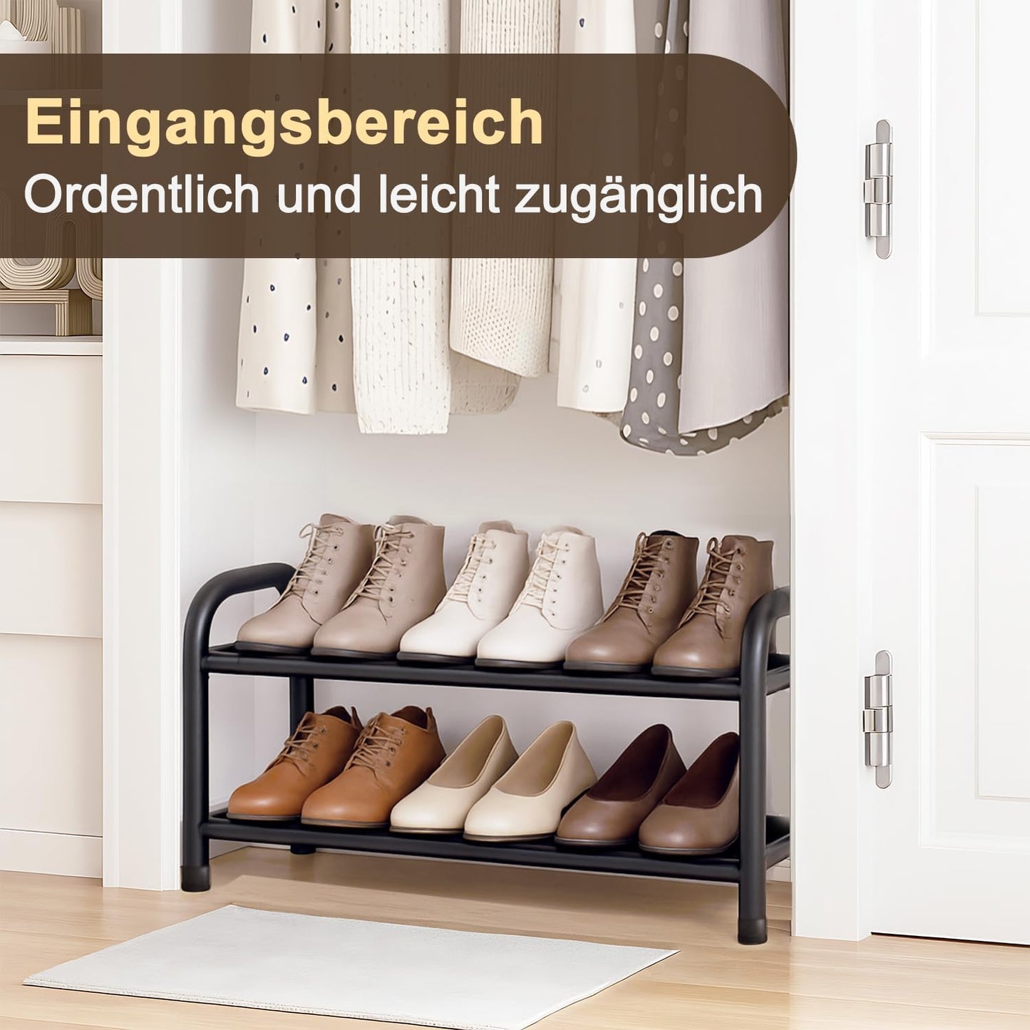 Ausziehbares Schuhregal für enge Räume (2 Ebenen), 2 Ebenen