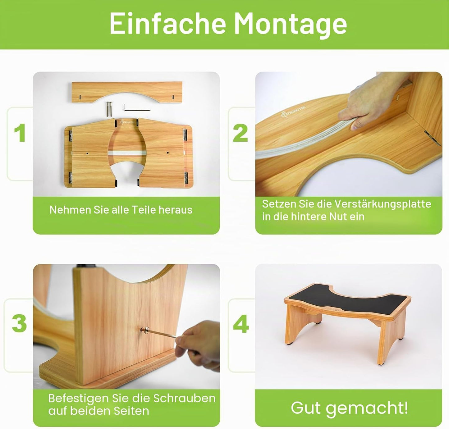 Toilettenhocker mit Antirutsch-Beschichtung, Braun