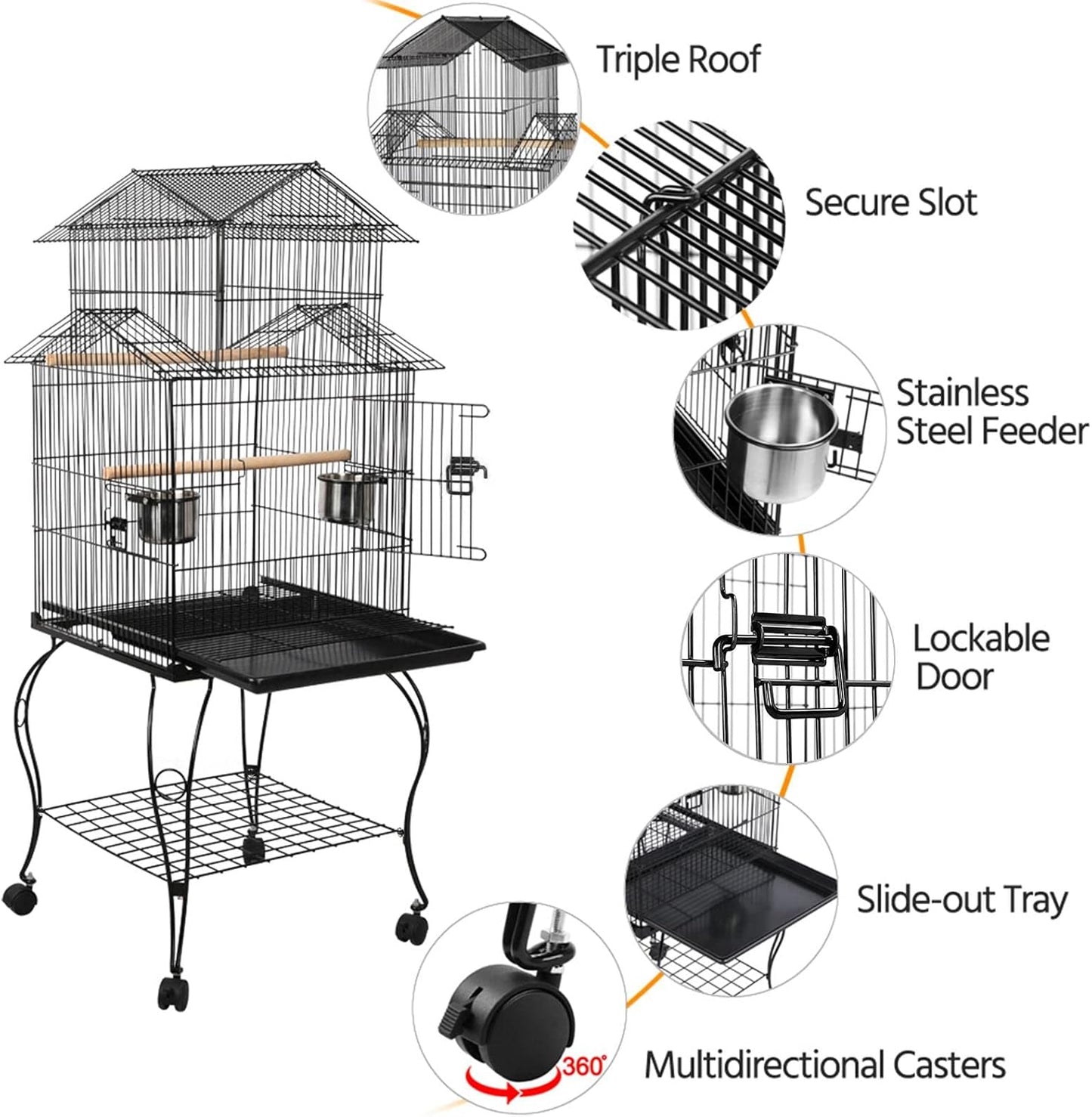 Vogelkäfig mit Ständer für Papageien und Sittiche