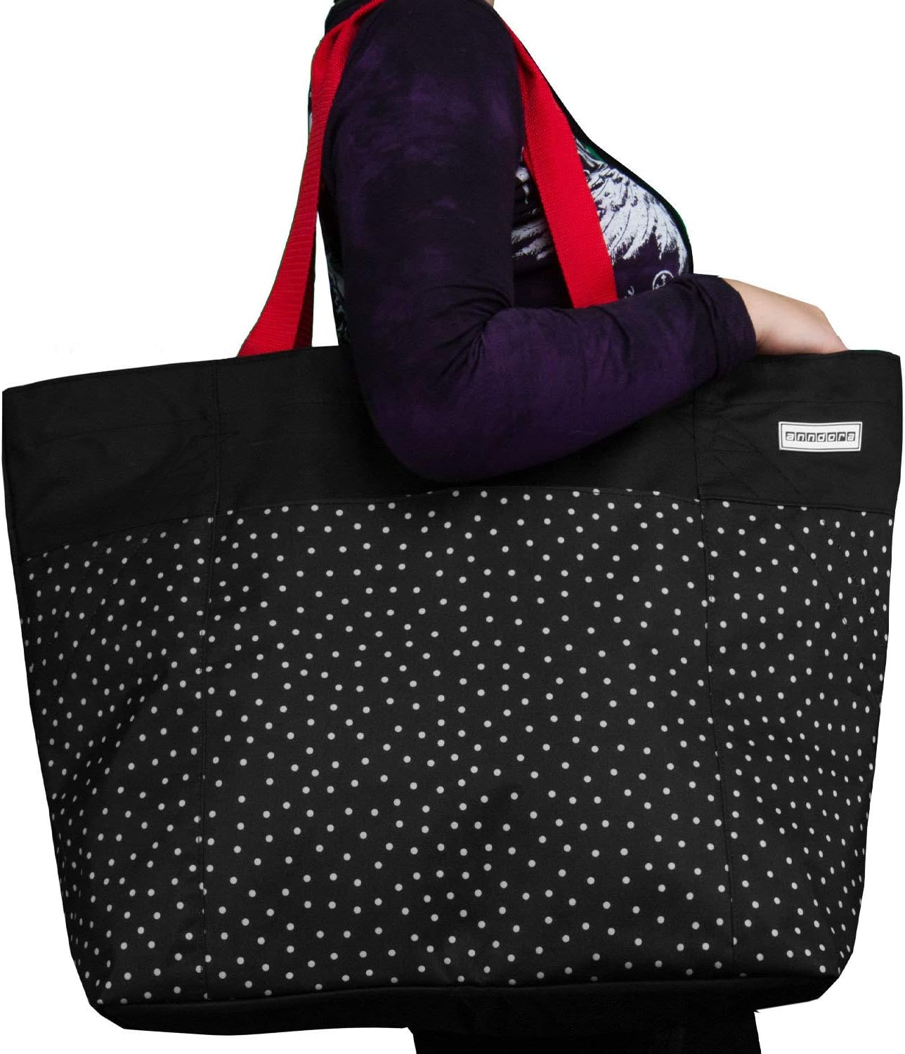 Strandtasche, Schwarz Weiss Gepunktet