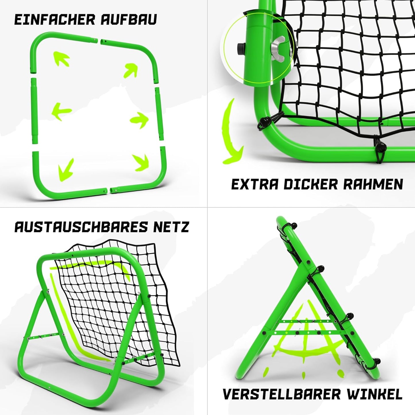Rebounder für Fussball, Handball, Volleyball & Basketball, 100x100cm Neongrün