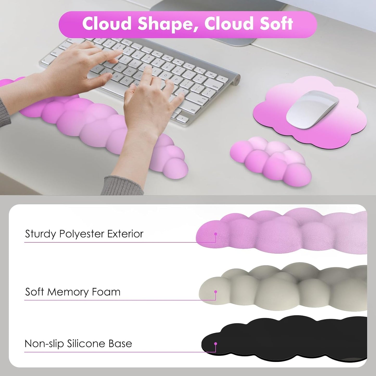 Ergonomisches Handgelenkauflagen-Set für Tastatur & Maus, Rosa