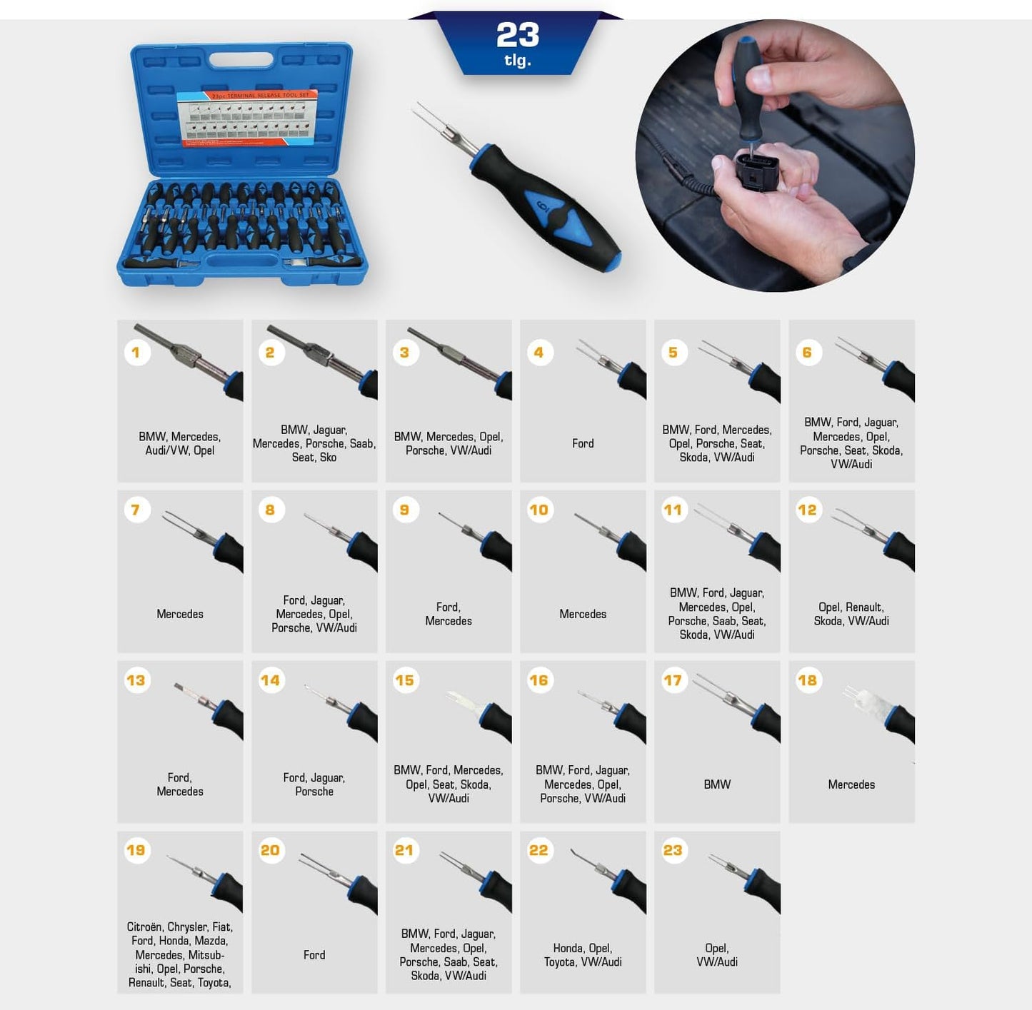 Stecker-Entriegelungswerkzeug-Set (23-teilig)