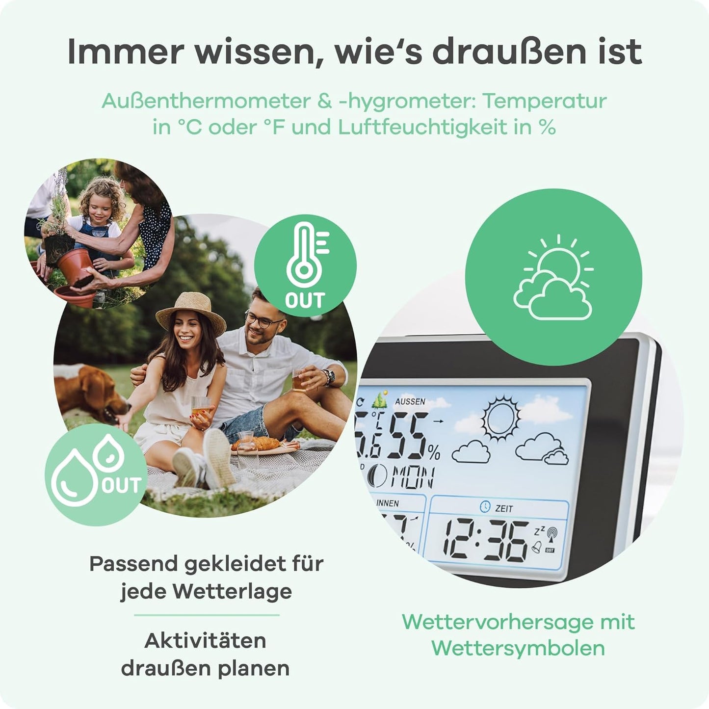 Wetterstation mit Aussensensor und Funkuhr 40917