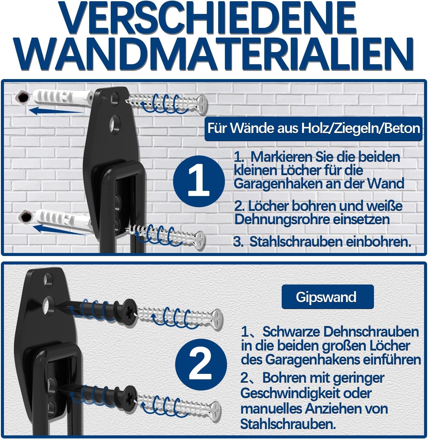 14-teiliges Wandhaken-Set, Schwarz 14pc