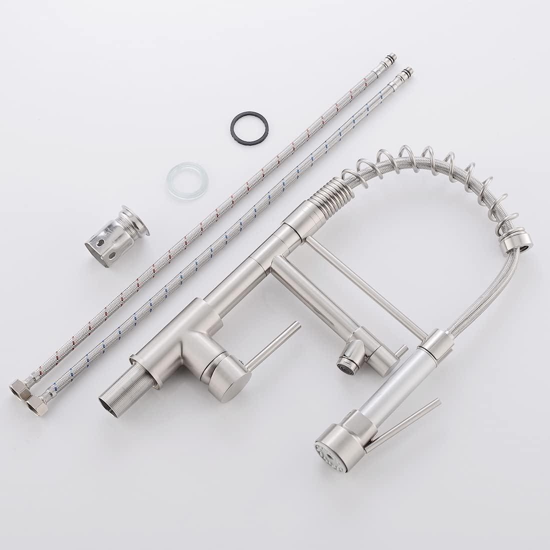 Küchenarmatur mit schwenkbarer Brause, Gebürstetes Nickel