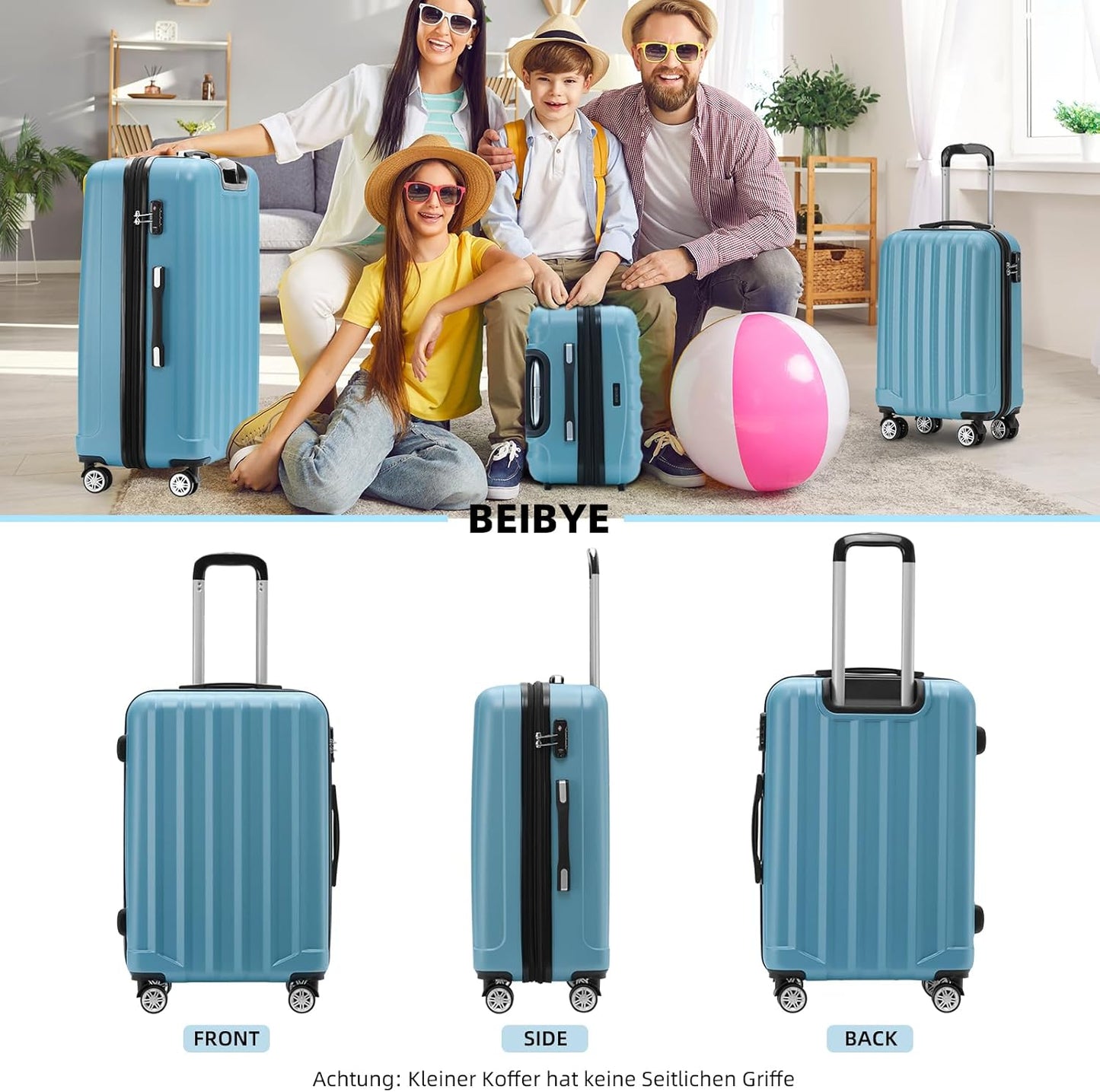 Reisekoffer mit TSA-Schloss, Ice Blue XL