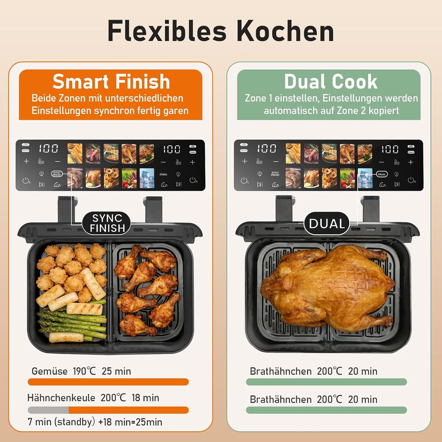 903A Heissluftfritteuse mit Dual Cook und Touchscreen, 903a-schwarz