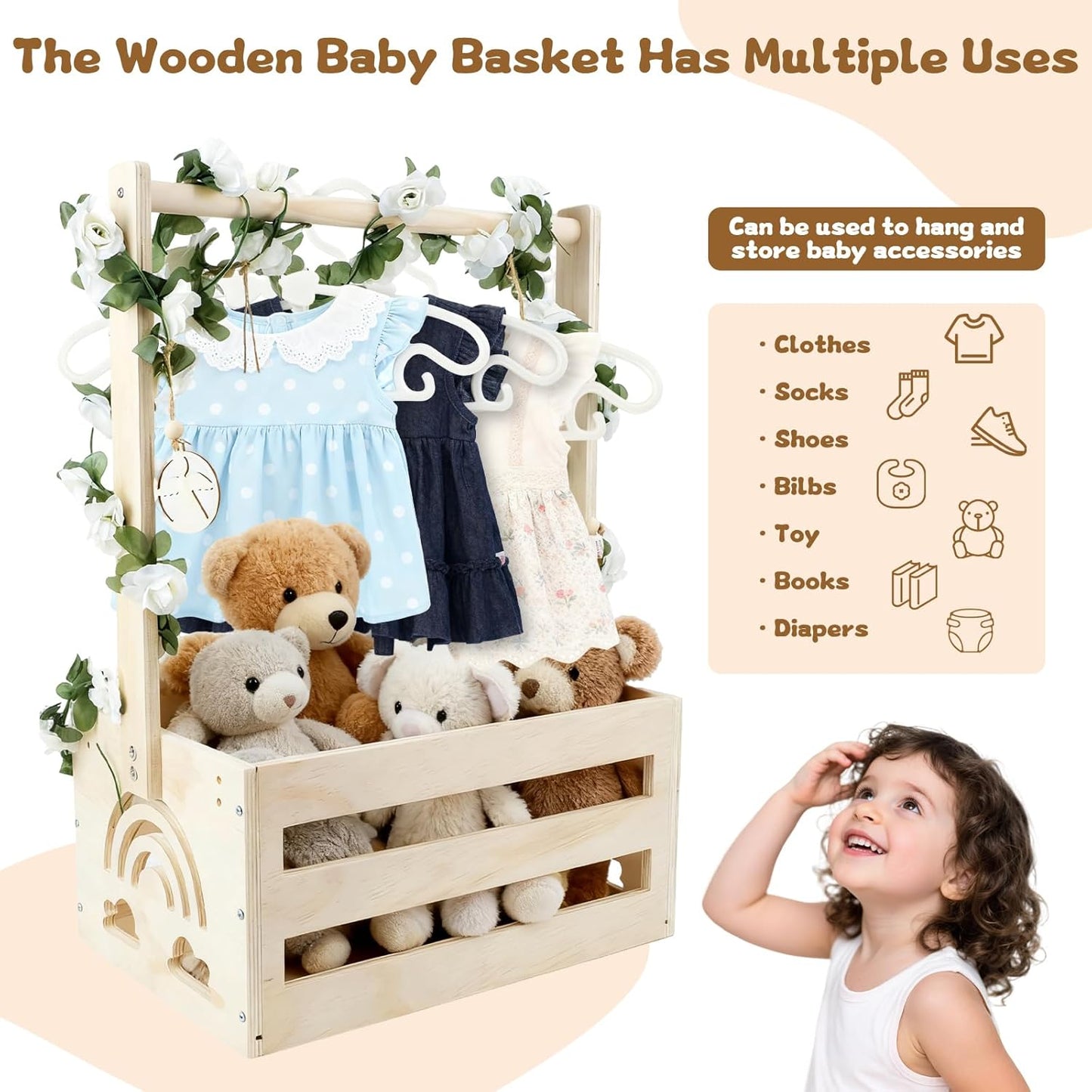 Baby Geschenk-Holzkorb