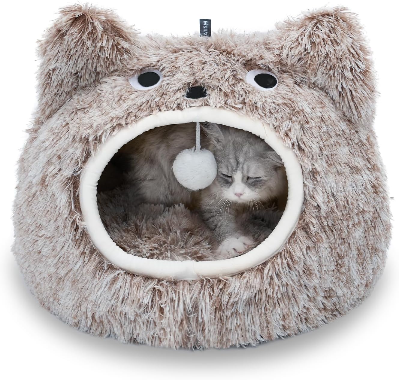 Katzenhöhle Plüsch-Kuschelbett, 25L*25W*30H cm Kaffeefarbe