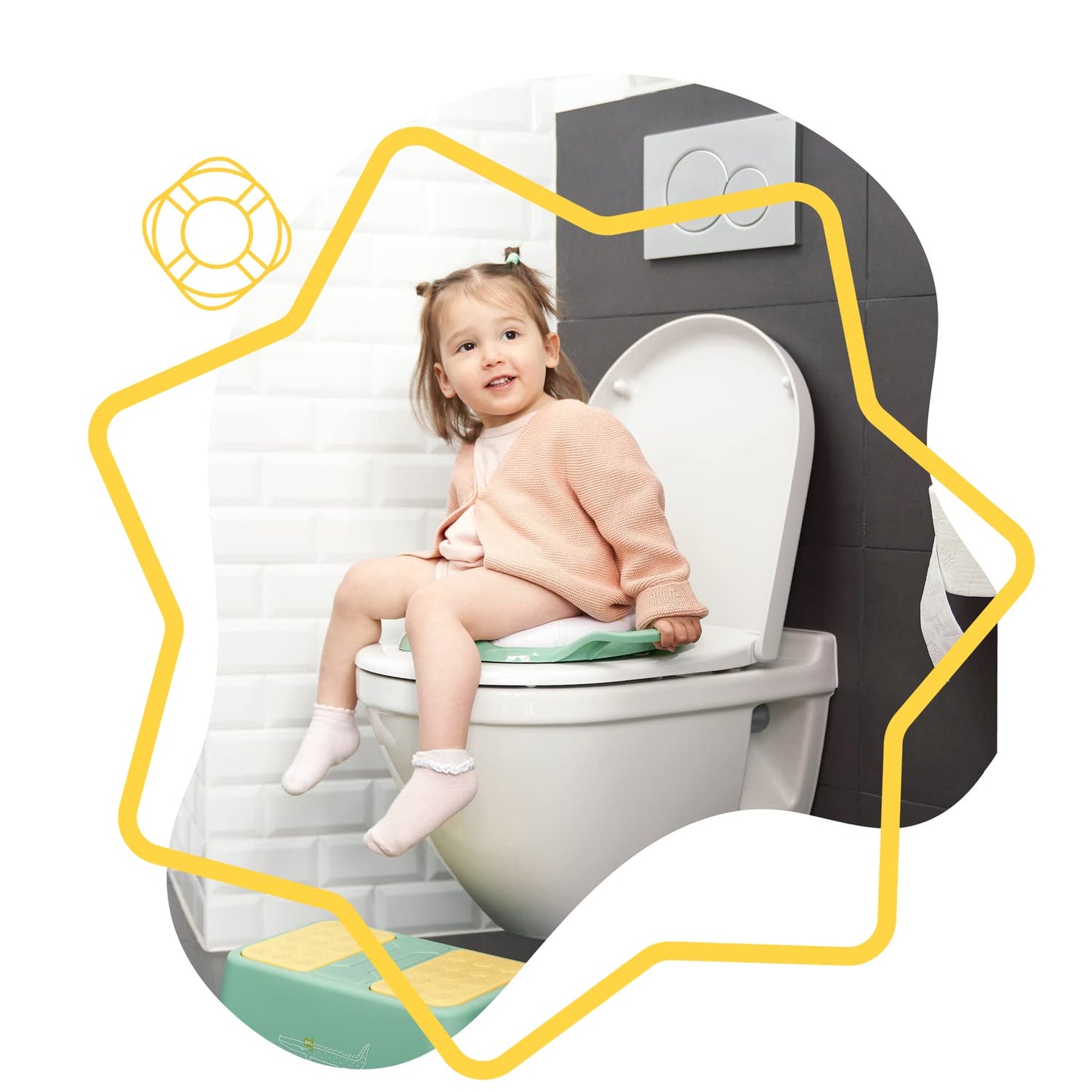 Toilettensitz Krokodil mit Griffen & weichem Sitz, Krokodil