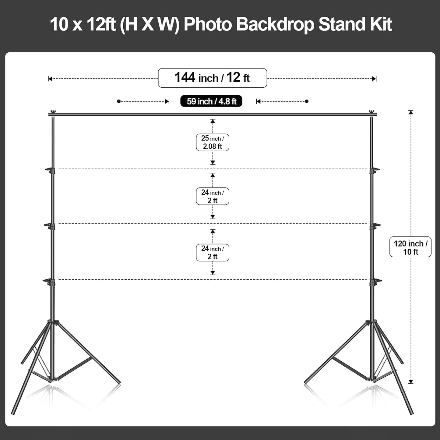 Foto Hintergrund Ständer Kit, Verstellbar, 10x12ft