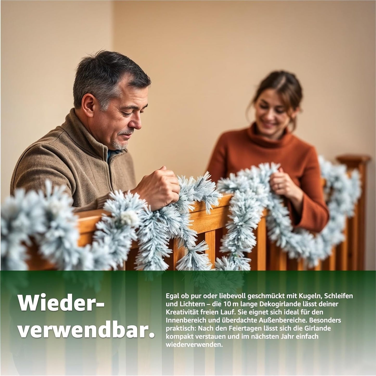 5 Stück Weihnachtsgirlanden, 5x weiss