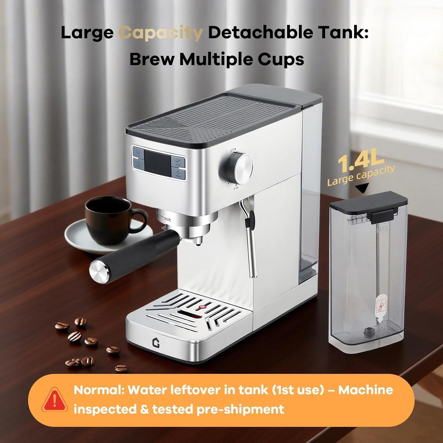 Espressomaschine, 20 Bar Druck 1,25L
