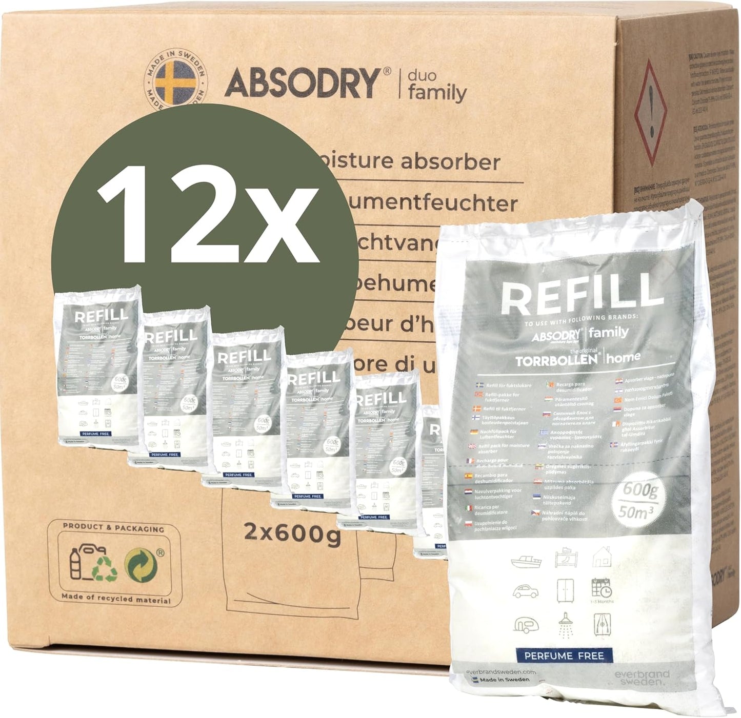 12er-Set Nachfüllpack für Luftentfeuchter, 12 X Nachfüllpack