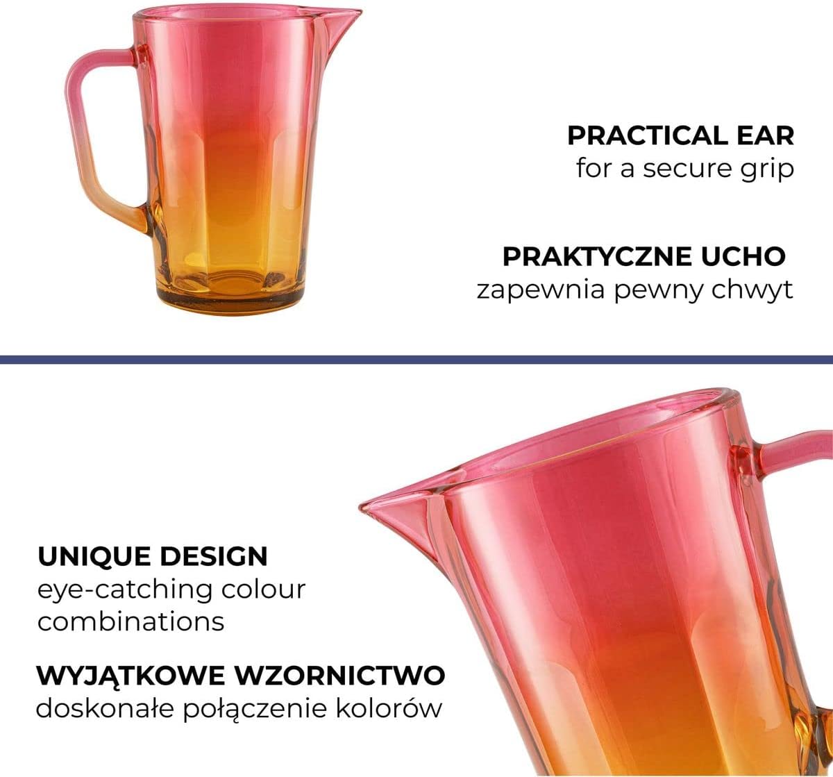Gigi Magical Sunrise Wasserkaraffe mit Griff, Orange Rosa