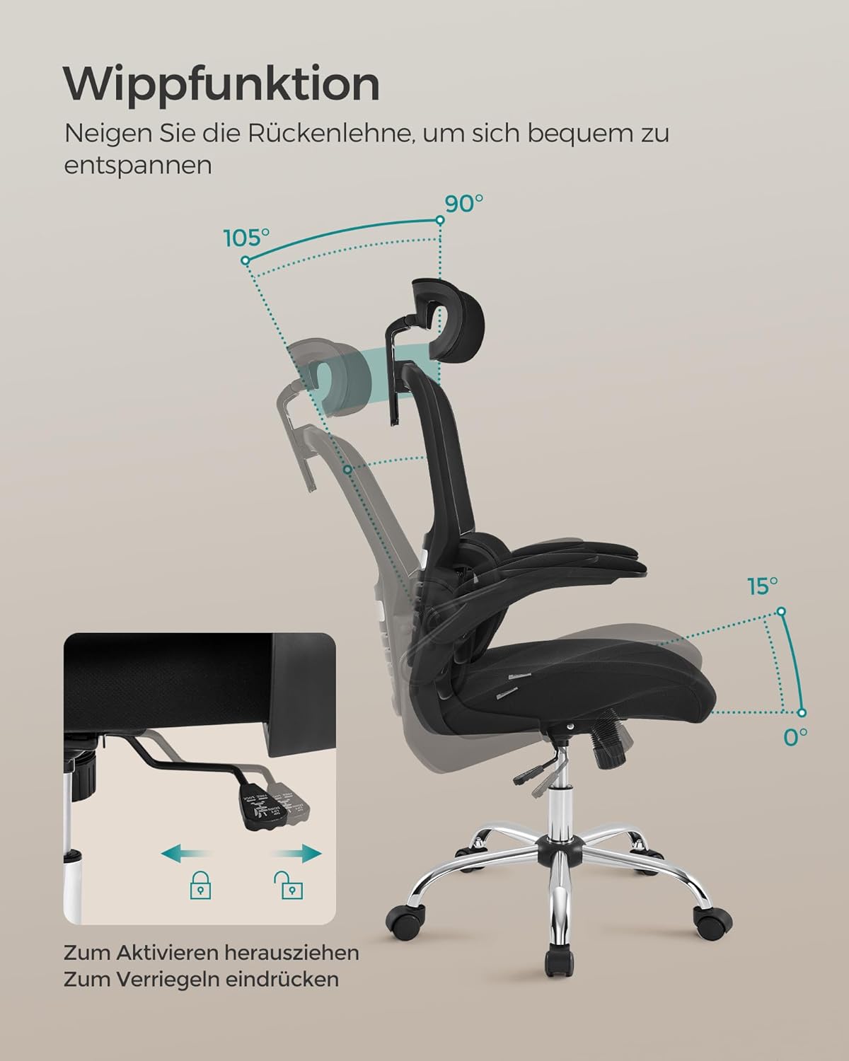 Bürostuhl OBN040B01, Tintenschwarz
