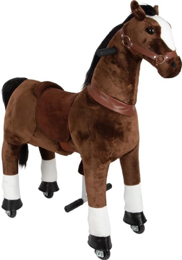 Reitpferd aus Plüsch auf Rollen, Reitpferd