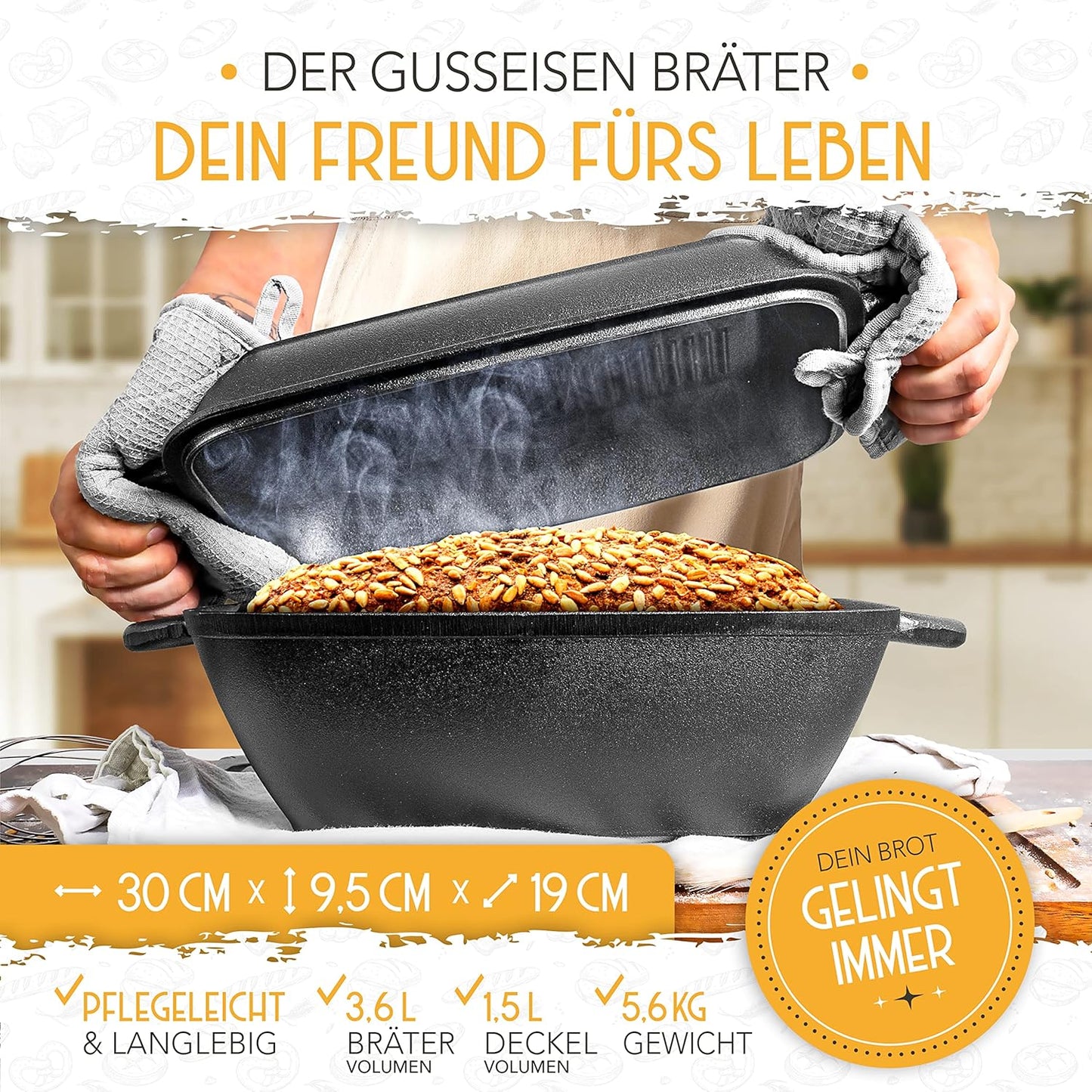Brotbacktopf, 30cm rechteckig