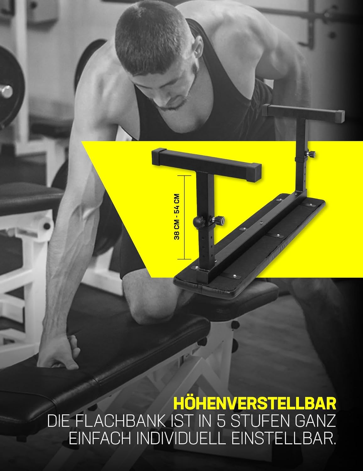 Verstellbare Hantelbank für Krafttraining (bis 200 kg), Grau