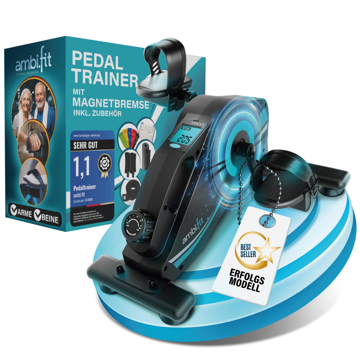 Pedaltrainer Ergometer-Set mit Magnetbremse