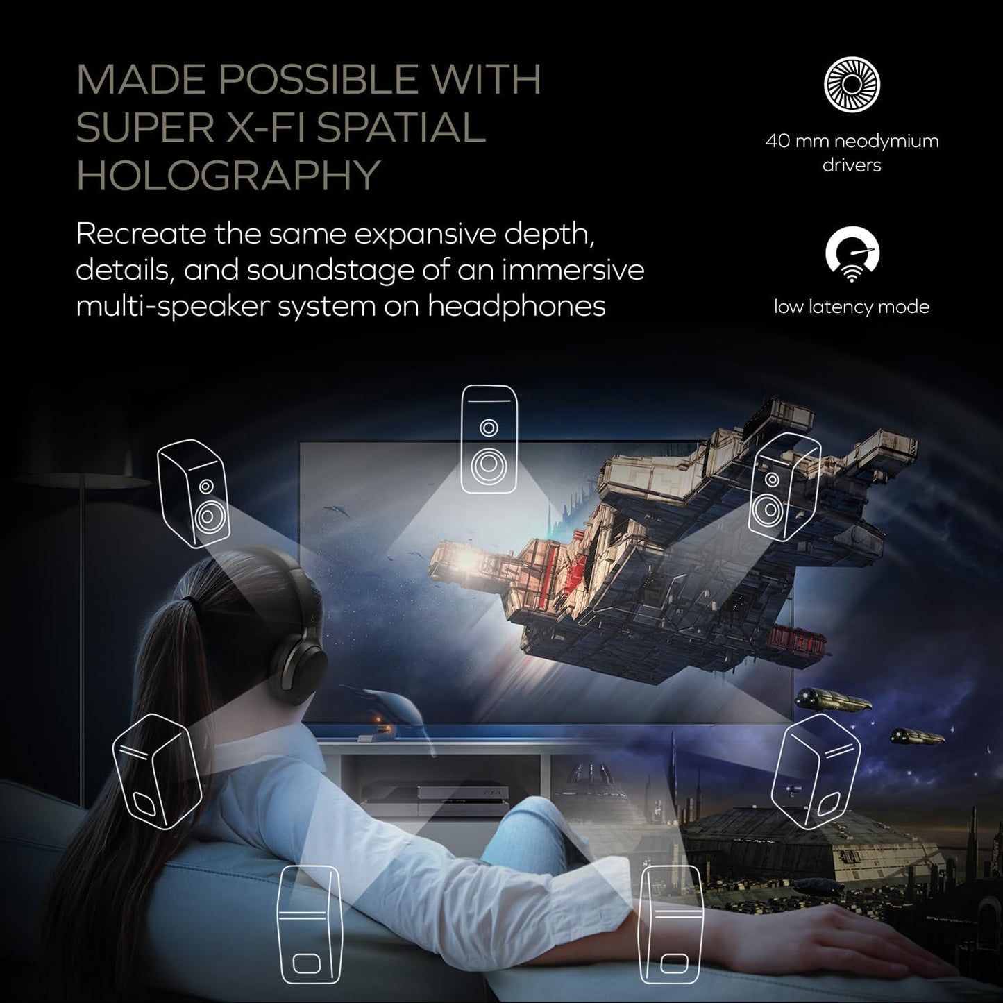 Zen Hybrid SXFI Over-Ear-Kopfhörer mit Geräuschunterdrückung