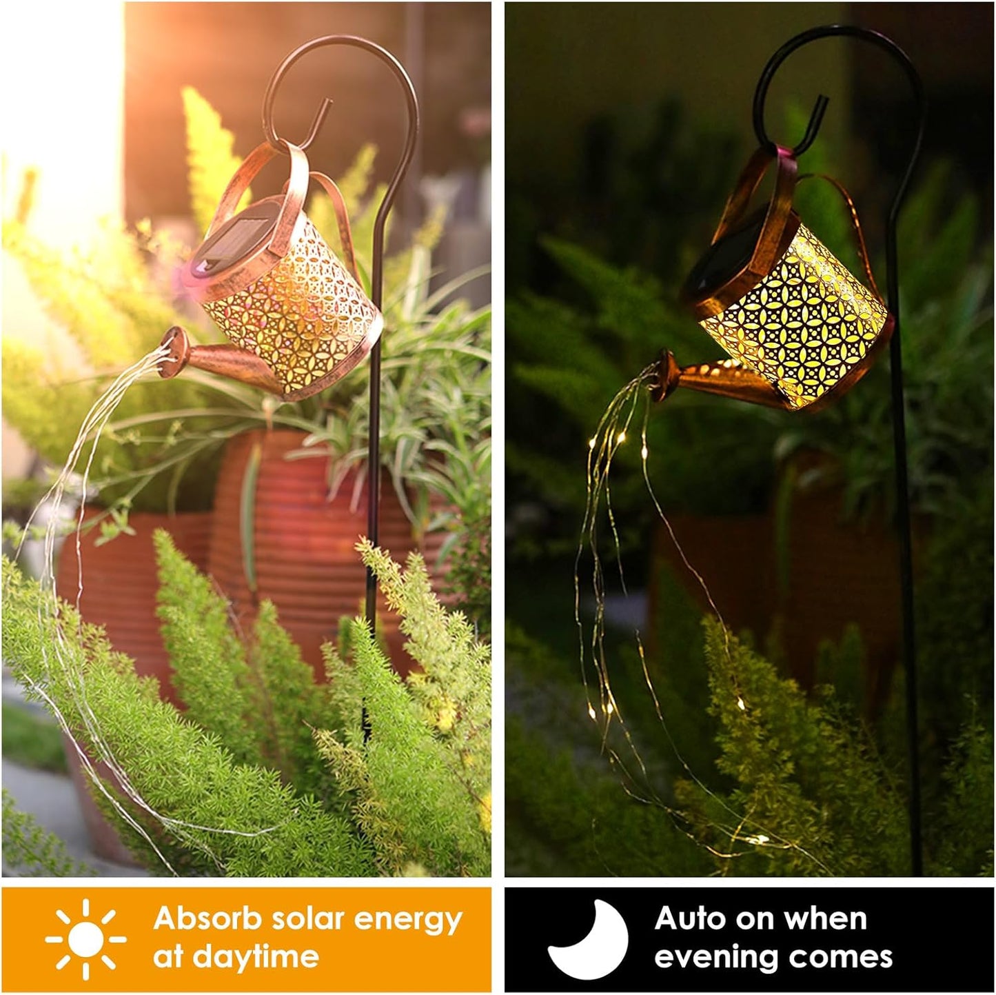Solar Giesskanne mit Lichterkette, warmweiße