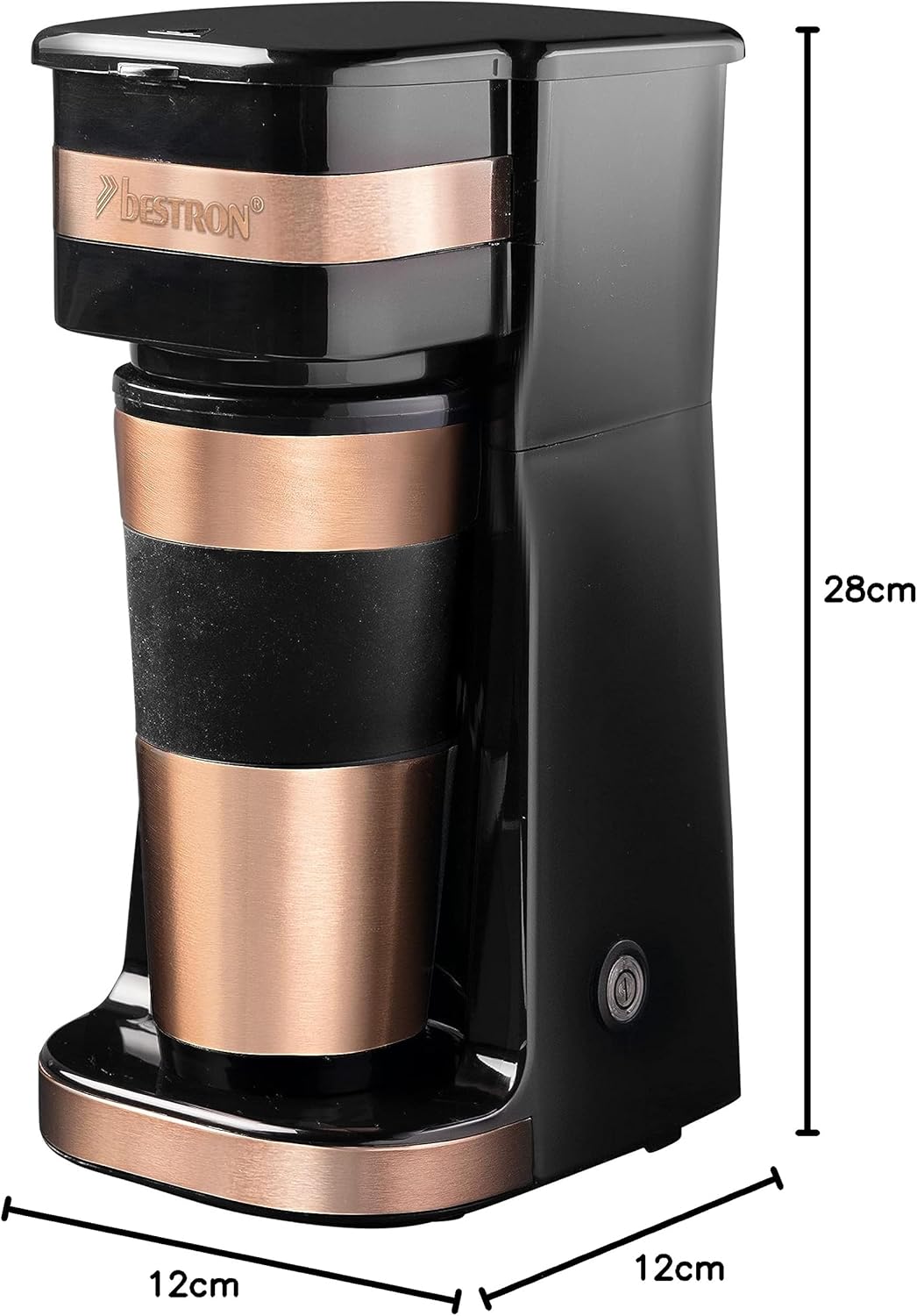 Kompakte Kaffeemaschine mit Isolierbecher, Kupfer Single