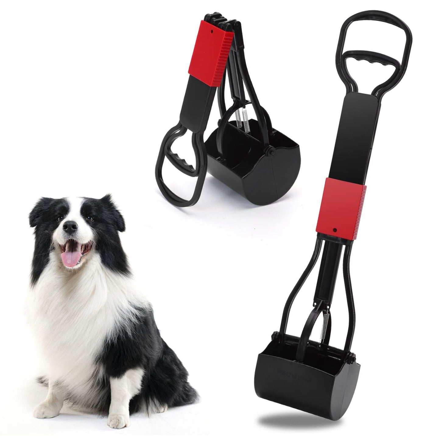 Faltbare Hundekotschaufel mit Hebelmechanismus, Rot